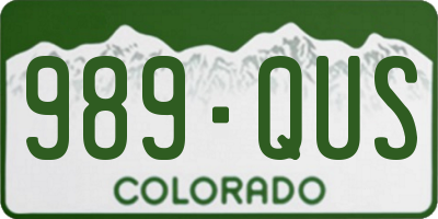 CO license plate 989QUS
