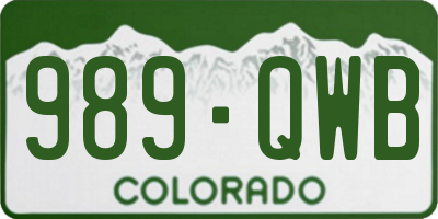 CO license plate 989QWB