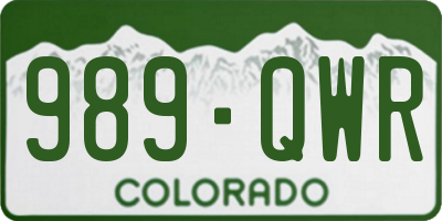 CO license plate 989QWR