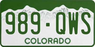 CO license plate 989QWS