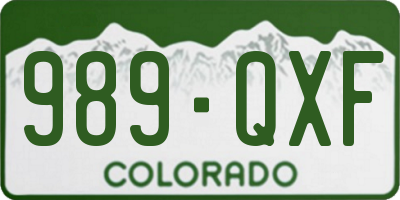 CO license plate 989QXF