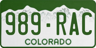 CO license plate 989RAC