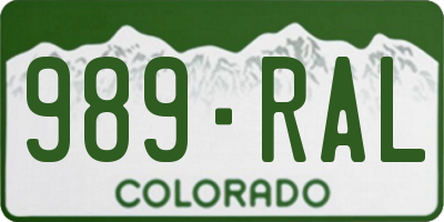 CO license plate 989RAL