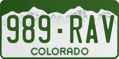 CO license plate 989RAV