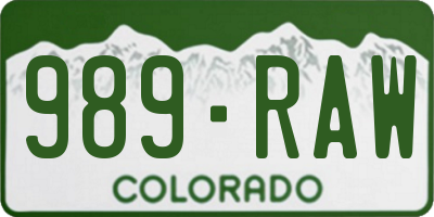 CO license plate 989RAW