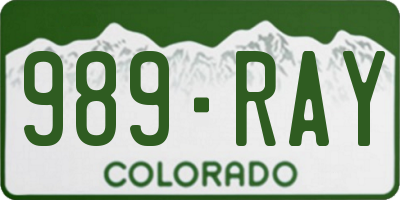 CO license plate 989RAY