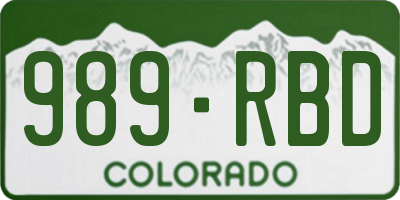 CO license plate 989RBD