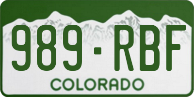 CO license plate 989RBF