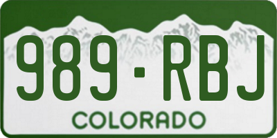 CO license plate 989RBJ