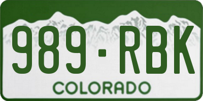 CO license plate 989RBK