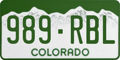 CO license plate 989RBL