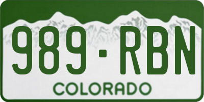 CO license plate 989RBN