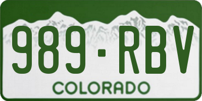 CO license plate 989RBV