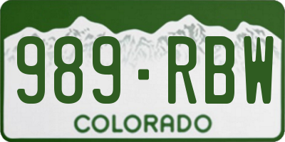 CO license plate 989RBW
