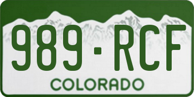 CO license plate 989RCF