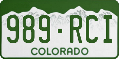 CO license plate 989RCI