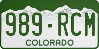 CO license plate 989RCM