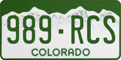 CO license plate 989RCS