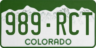 CO license plate 989RCT