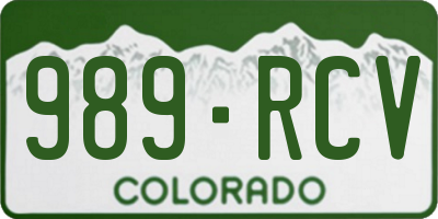 CO license plate 989RCV