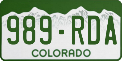 CO license plate 989RDA
