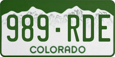 CO license plate 989RDE