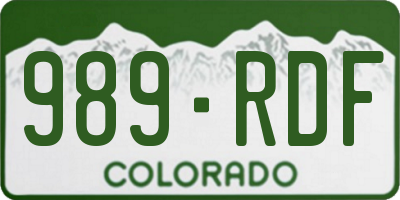 CO license plate 989RDF