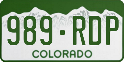 CO license plate 989RDP