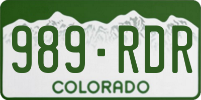 CO license plate 989RDR