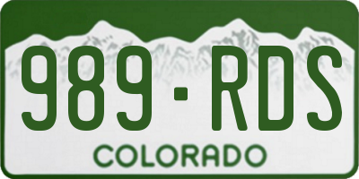 CO license plate 989RDS