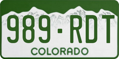 CO license plate 989RDT