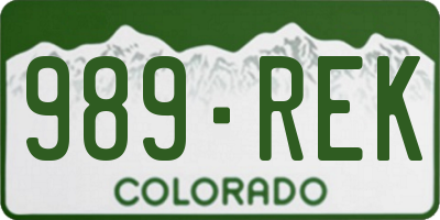 CO license plate 989REK
