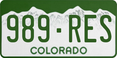 CO license plate 989RES