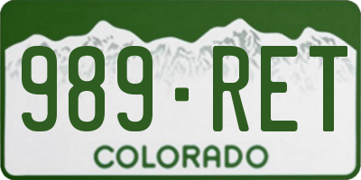 CO license plate 989RET