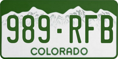 CO license plate 989RFB