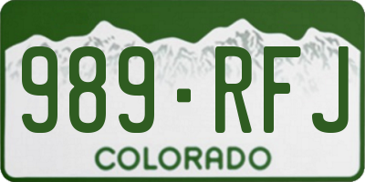 CO license plate 989RFJ