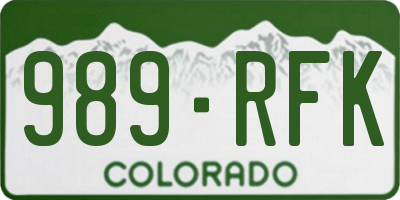 CO license plate 989RFK