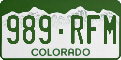 CO license plate 989RFM