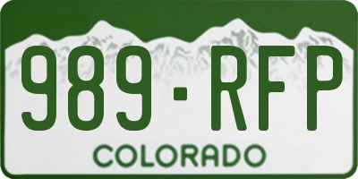 CO license plate 989RFP