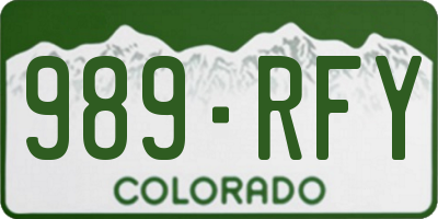 CO license plate 989RFY