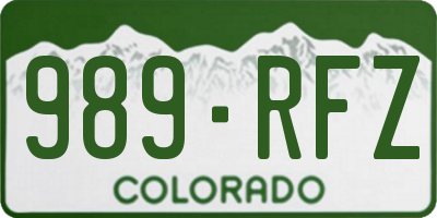 CO license plate 989RFZ
