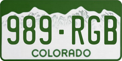 CO license plate 989RGB