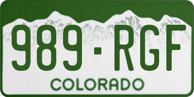 CO license plate 989RGF