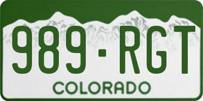 CO license plate 989RGT