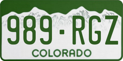 CO license plate 989RGZ