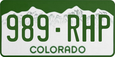 CO license plate 989RHP