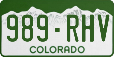 CO license plate 989RHV