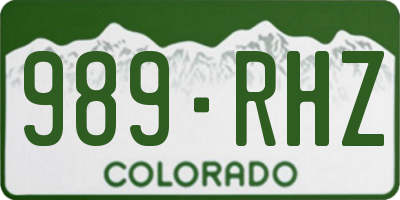 CO license plate 989RHZ