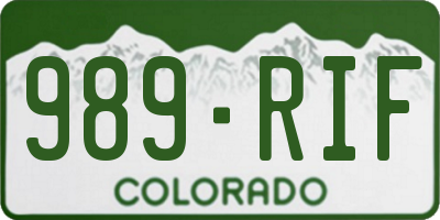 CO license plate 989RIF
