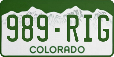 CO license plate 989RIG